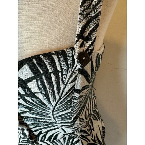 Hutch Aidy Dress Womens 10 Black Ivory Palm Print Button Front Knee Length - Picture 9 of 15